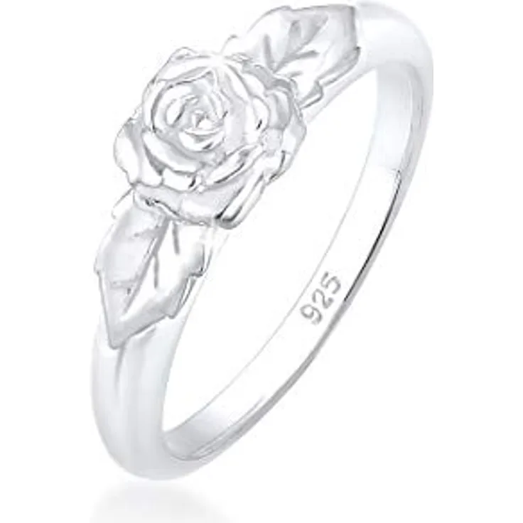 Elli Damen Ring Band mit Rosen-Symbol, Floral Vintage Look aus 925 Sterling Silber