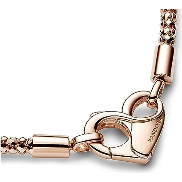 PANDORA Moments Studded Chain Armband, Sterling Silber mit 14 Karat rosévergoldeter Metalllegierung, 21 cm, kompatibel mit Moments – Bild 2