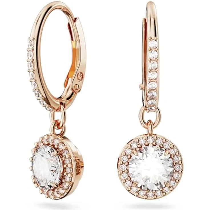 Swarovski Ohrstecker Una Angelic 5638769, Creolen aus Roségold mit Swarovski-Kristallen in klarem Weiß, klappbar