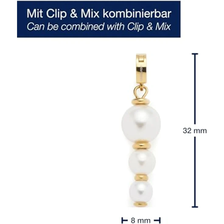 JEWELS BY LEONARDO Anhänger Clip & Mix Boa, Ketten-Anhänger aus goldfarbenem Edelstahl mit Imitationsperlen und goldfarbenen Plättchen, Schmuck Geschenk für Frauen, 024424 – Bild 2