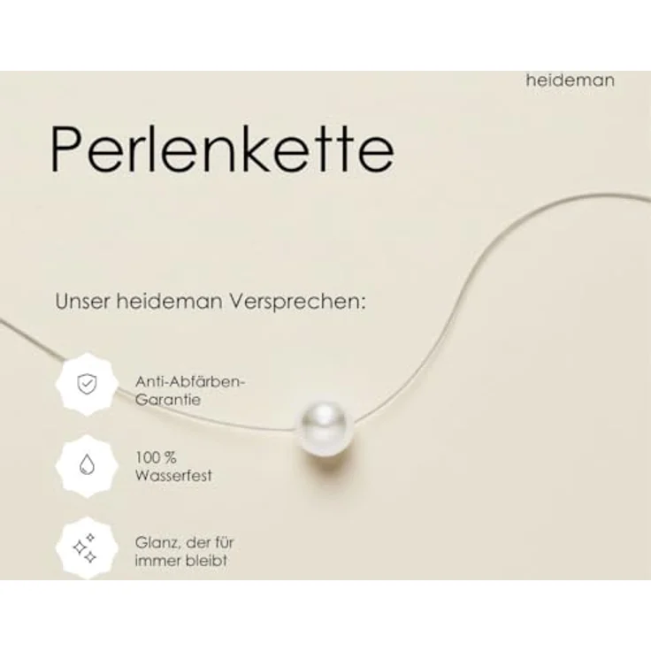 Heideman Halskette Damen, elegante Perlenkette mit weißer Süßwasserperle, hochwertiger Edelstahl, silber-gold-roségold farbend, hypoallergen und nickelfrei – Bild 4