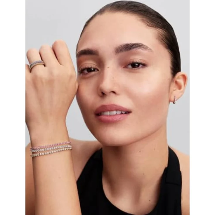 PANDORA Timeless, Rosafarbenes Kleines Tennisarmband aus Sterling-Silber mit Zirkonia, 18cm, 593927C02-18 – Bild 4