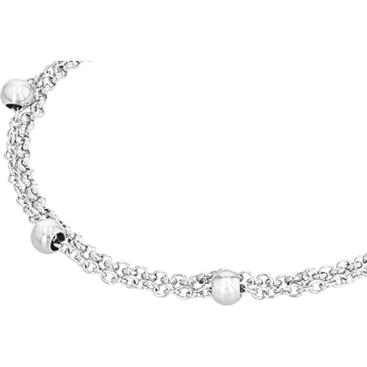s.Oliver Damen-Armband, Edelstahl, doppelreihig, Kugel Design, Länge 16-20 cm, Silber, inkl. Geschenkbox – Bild 4
