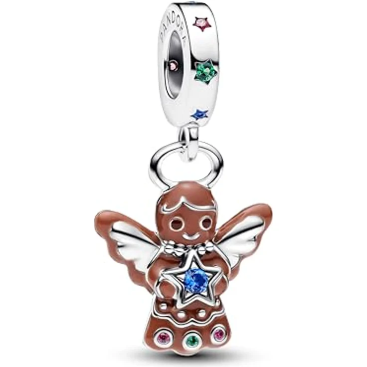 PANDORA Moments Lebkuchen-Engel Charm-Anhänger, Sterling-Silber mit Zirkonia und künstlichem Kristall, Gravur „MY SWEETHEART“, kompatibel mit ME und Moments, 794247C01 – Bild 1
