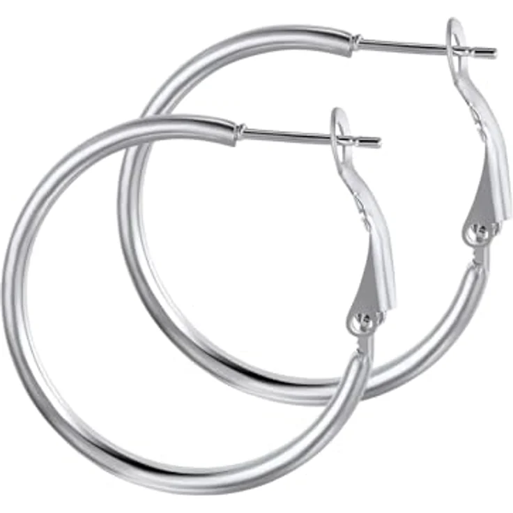 GoldChic Ohrringe Damen Creolen Huggie Hoop, Edelstahl 30MM Rundohrringe in Silber, perfekter Ohrschmuck für Weihnachten – Bild 1