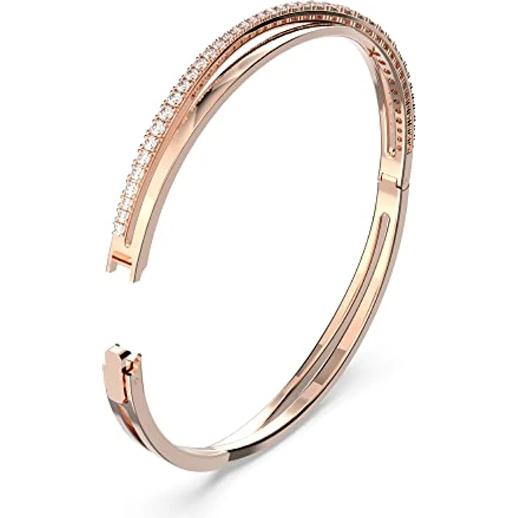 Swarovski Hyperbola Armband, Weißer und Rosé Vergoldeter Damenarmreif mit Swarovski Kristallen – Bild 4