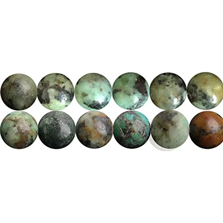SKYBEADS Natürliche Grüne Türkis Stein Perlen, Runde 6mm, 38cm Strang mit ca. 60 Stück zum Auffädeln – Bild 1