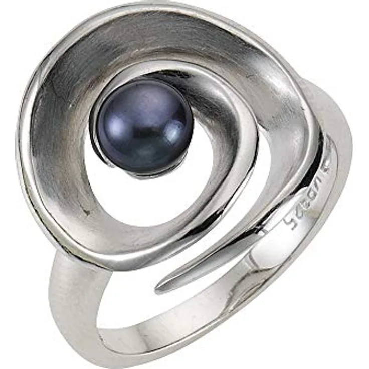 Zeeme Pearls Damen Ring 925/- Sterling Silber, matt/glanz, weiße Perle, rhodiniert