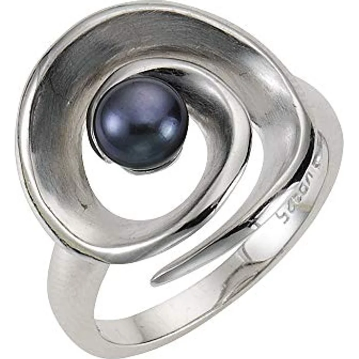 Zeeme Pearls Damen Ring 925/- Sterling Silber, matt/glanz, weiße Perle, rhodiniert – Bild 1