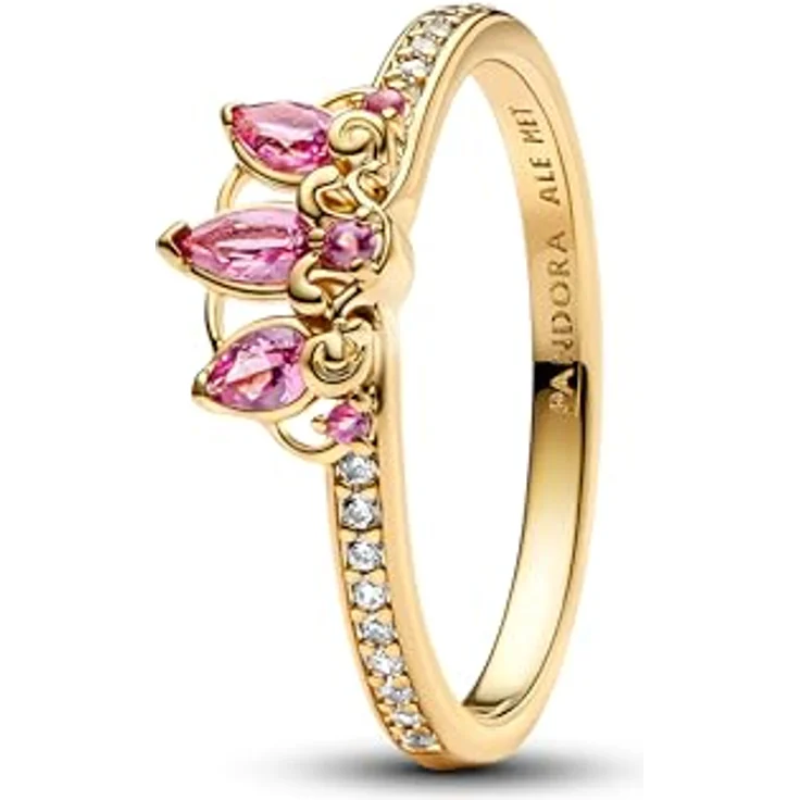 PANDORA Disney Prinzessin Rapunzel Tiara Ring, Sterling Silber mit 14k vergoldeter Metalllegierung und Zirkonia, Größe: 52, 163651C01-52 – Bild 1