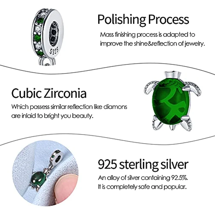 Pandach Damen Charm Anhänger 925 Sterling Silber mit Zirkonia, kompatibel mit europäischen Armbändern und Halsketten – Bild 4