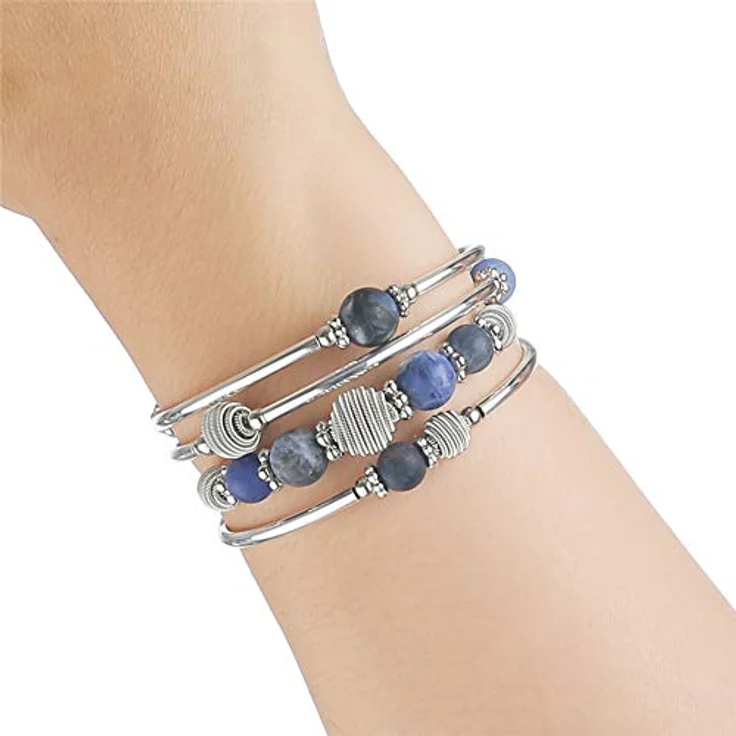 Bulinlin Wickelarmband mit Naturstein Perlen, Boho Mehrschichtiges Damen Armband, Sicherheitsmaterialien, Navy Blue – Bild 4