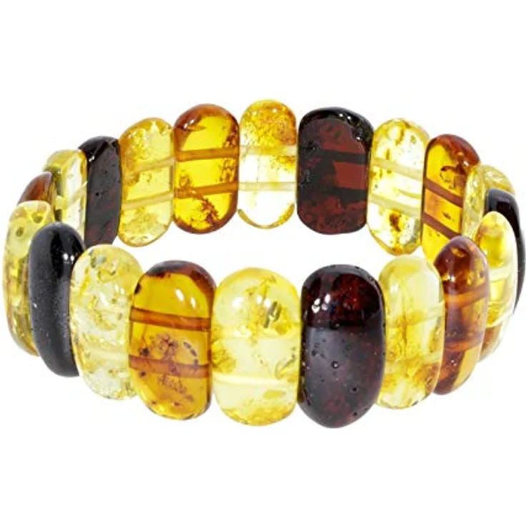 Ostsee-Schmuck Armband Tira Bernstein, Damenarmband aus edlen Bernsteinen mit flexiblem Gummizug, ca. 14x7 mm – Bild 1