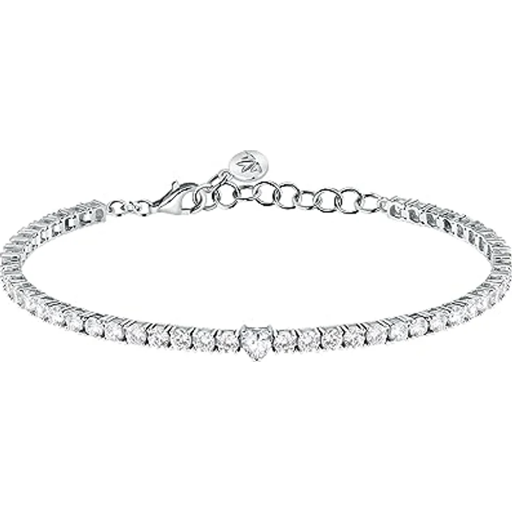 Morellato Armband Tesori SAIW166, verspieltes Tennisarmband aus recyceltem 925er Silber mit Zirkonia und herzförmigem Farbstein, verstellbar – Bild 1