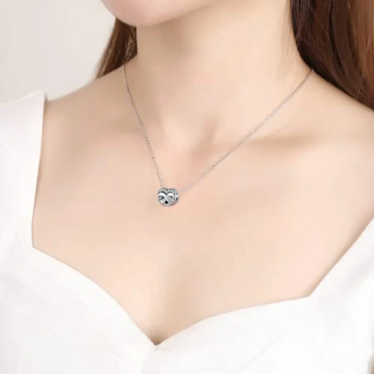 BIZK Unendlichkeit Herz Geburtsstein Charm Anhänger, 925 Sterling Silber, für April, Geschenk für Armband und Halskette – Bild 3