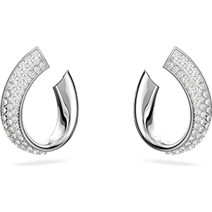 Swarovski Exist Kreolen, Rhodinierte Ohrringe mit klaren Pavé-Kristallen und einzigartigem Design