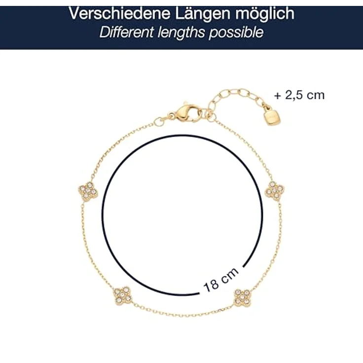 JEWELS BY LEONARDO Armband Ciao Lisette, goldfarbener Edelstahl mit vier Zirkonia-Elementen, längenverstellbar 18-20,5 cm, Geschenk für Frauen – Bild 2