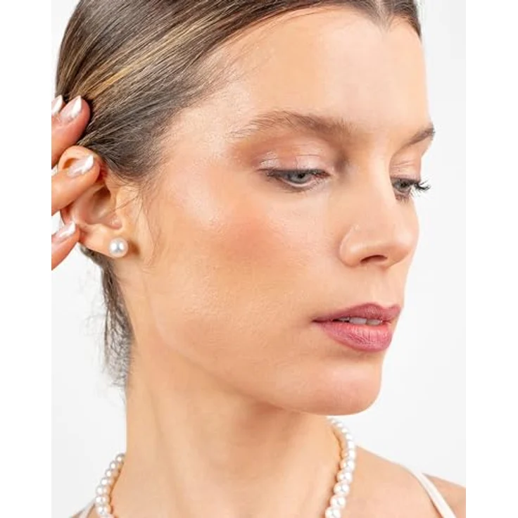 SECRET & YOU Perlenohrringe Damen, Süßwasser Knopfperlen Ohrstecker aus 925 Sterling Silber, erhältlich in 10 Größen von 4 mm bis 13 mm – Bild 5