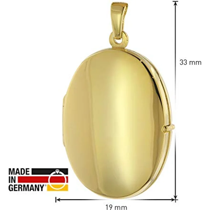 trendor Damen-Halskette mit ovalem Medaillon aus goldplattiertem 925er Sterlingsilber, 60 cm, zwei Bilder Platz, edler Anhänger mit Federring-Verschluss – Bild 5