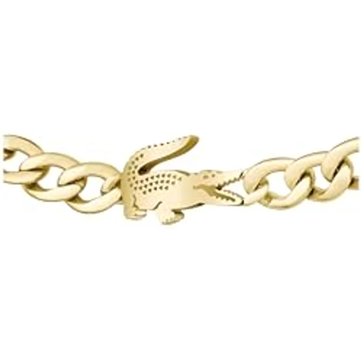 Lacoste Crocodile Gliederarmband, Edelstahl mit Krokodil-Charm, verstellbar, Gold oder Silber – Bild 2