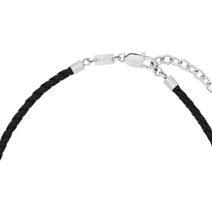 s.Oliver Herren Kette mit Anhänger aus Edelstahl und Leder, verstellbar 45+5 cm, Silber, Geschenkbox inklusive, Modell 2039734 – Bild 3