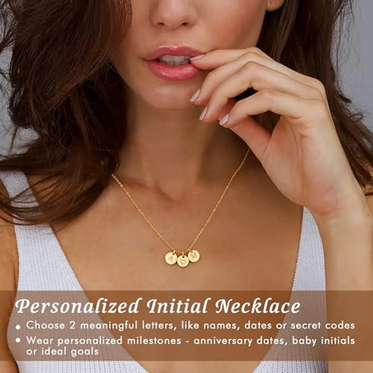 TINGN Gold Halskette Damen, Personalisierte Zwei Buchstaben Kette mit Herz, 14-karätiges Gold, 18" + 2.5" Verlängerung – Bild 3