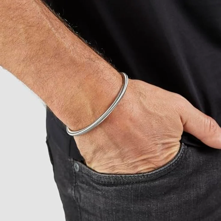 s.Oliver Herren Bracelet, Armband aus poliertem Edelstahl, silber, verstellbar bis 22 cm, wasserfest & hautfreundlich – Bild 3