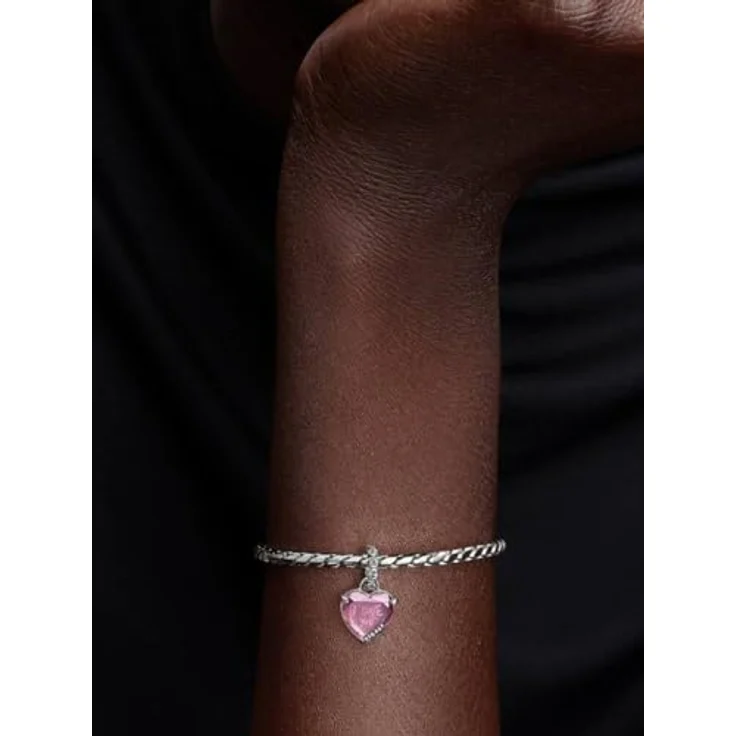 PANDORA Charm Herzanhänger Ich liebe dich Mama, 925 Sterling Silber mit rosa Zirkonia, Gravur MOM, kompatibel mit Moments ME, 794464C01 – Bild 3