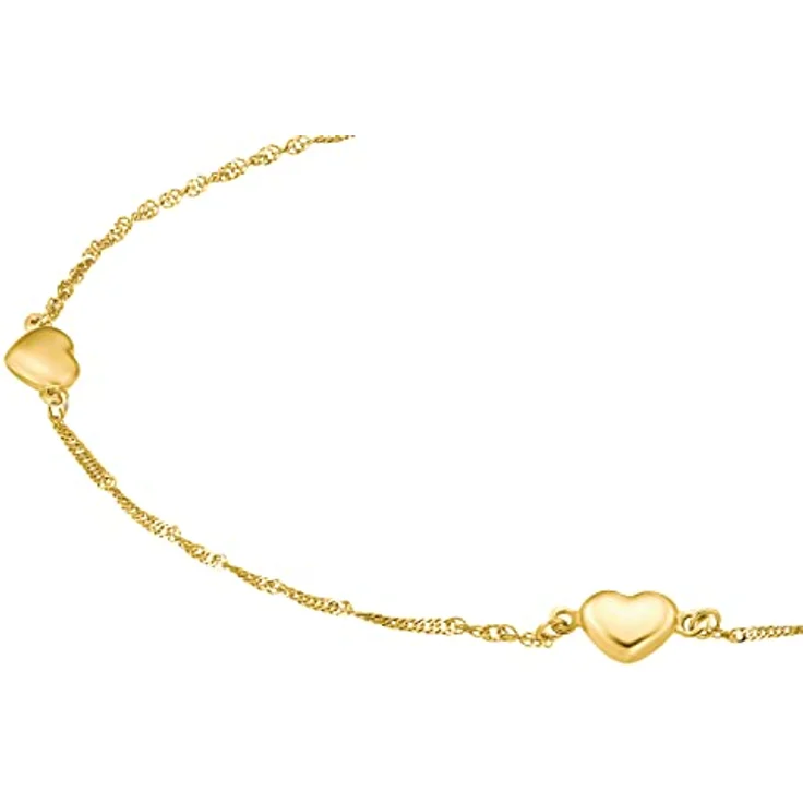 Amor Fußkette Golden Anklet, filigrane Fußkette mit 3 Herzen aus 375 Gold, verstellbar von 23 bis 25 cm – Bild 2