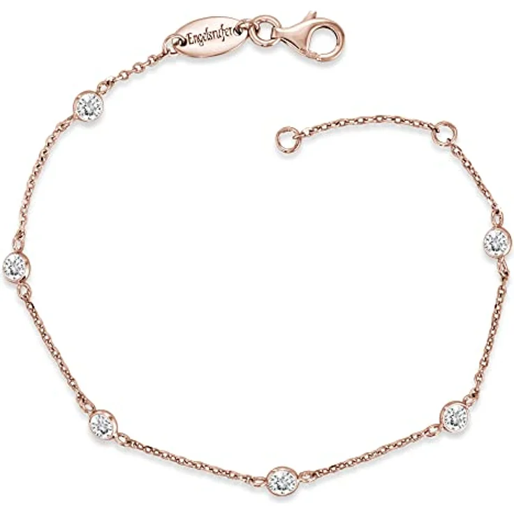 Engelsrufer Damen Armband ERB-LILMOON-ZI-R, rosévergoldetes Sterling Silber mit 6 Zirkonia, verstellbar von 16 cm bis 18 cm, nickelfrei – Bild 1