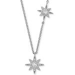 Engelsrufer Damen Halskette Twinkle Little Star aus Sterling Silber mit zwei Stern Anhängern, 14 Zirkonia Steinen, verstellbar auf 40/44 cm, nickelfrei