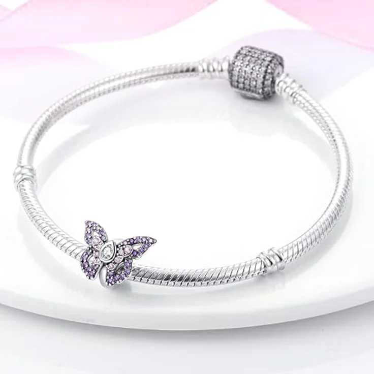 TINSLO Charm Anhänger Damen 925 Sterling Silber, kompatibel mit Pandora Armband und Halskette, Zirkonia-Steine, für Frauen und Mädchen – Bild 3