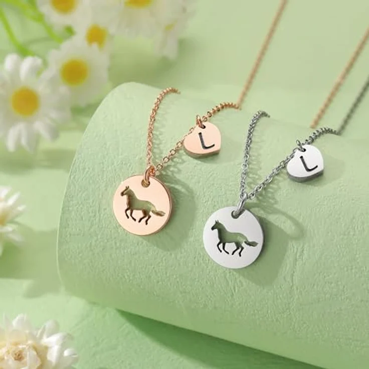 TINGN Pferde Kette Mädchen, herzförmiger Buchstabenanhänger aus Edelstahl mit Buchstabe A, personalisierte 16 Zoll Halskette mit 2 Zoll Verlängerung, hypoallergen und langlebig – Bild 5