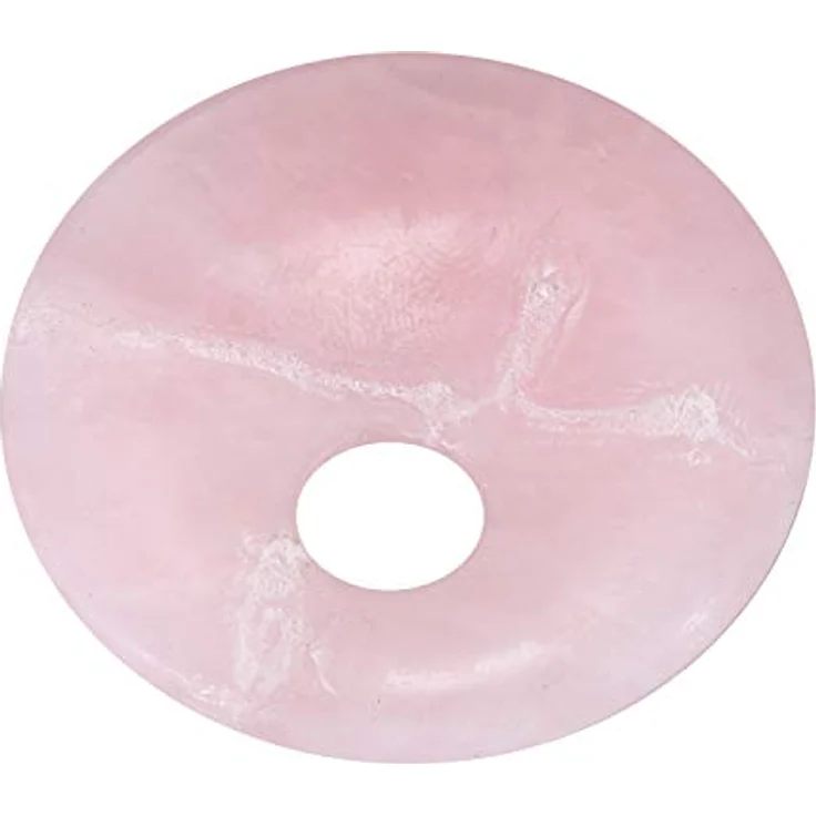 Morella Damen-Halskette 80 cm mit rundem Rosenquarz Anhänger Ø 4,4 cm im Samtbeutel, individuell kürzbar – Bild 3