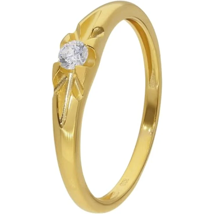 Glizz Goldring 8 Karat Gold 333 für Damen und Herren mit Zirkonia, poliert und funkelnd – Bild 1