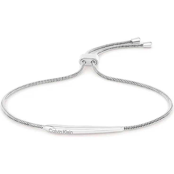 Calvin Klein ELONGATED DROPS, Damen Gliederarmband aus poliertem Edelstahl, verstellbar mit graviertem Logo, Innenumfang 16 cm