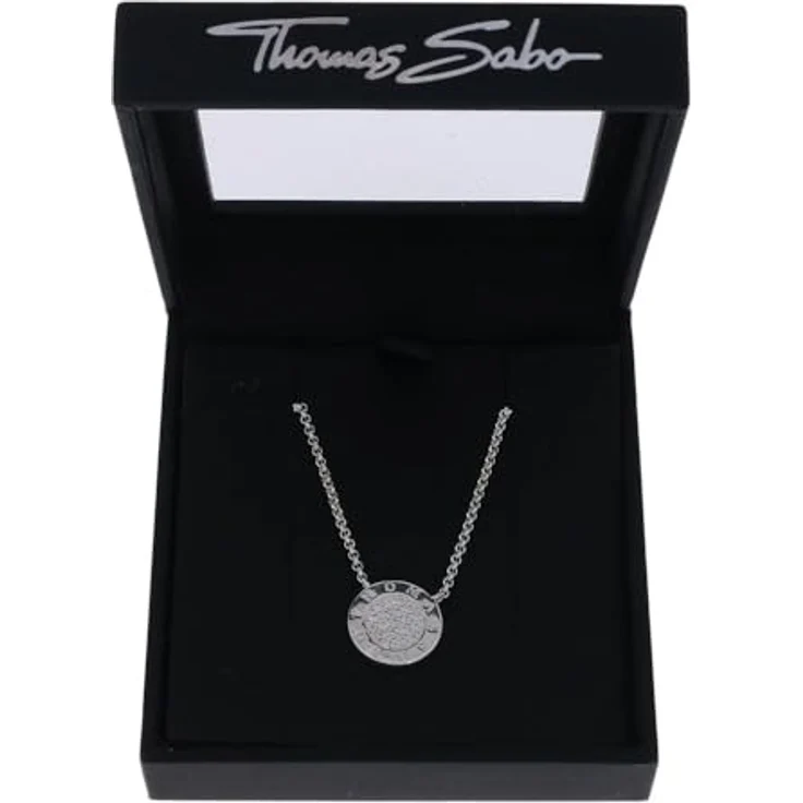 Thomas Sabo Damen Halskette SCKE150148, 925er Sterlingsilber mit Zirkonia, rundem Anhänger, verstellbar 40cm-45cm – Bild 3