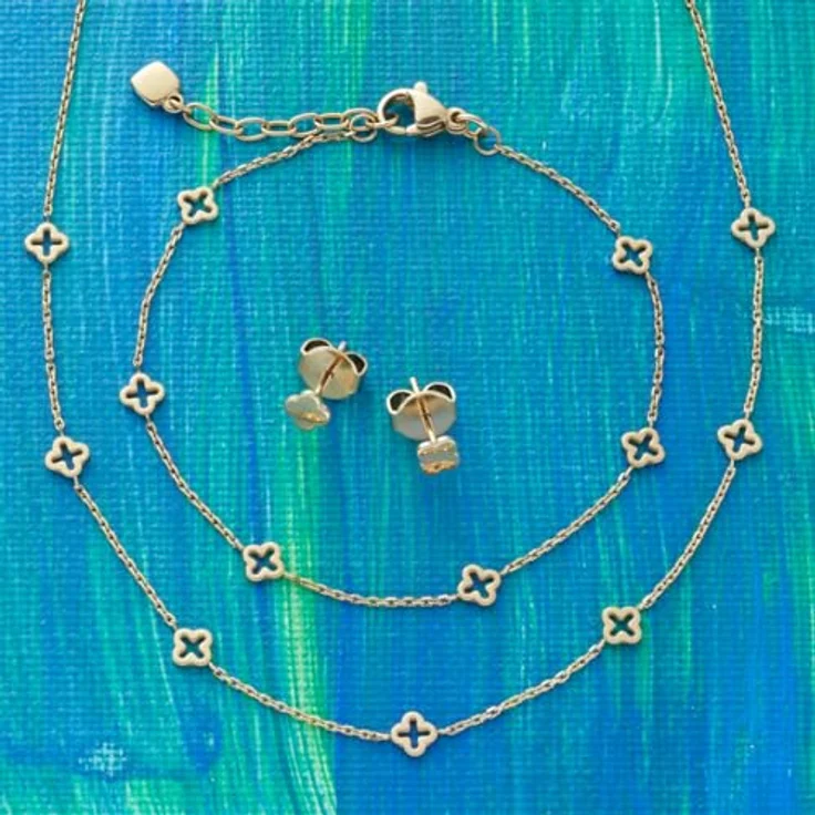 JEWELS BY LEONARDO Armband Ciao Janna, goldfarbene Edelstahl-Kette mit Kleeblatt-Ornamenten, verstellbare Länge 17,5-19,5 cm, allergikerfreundlich, in Geschenkverpackung – Bild 4