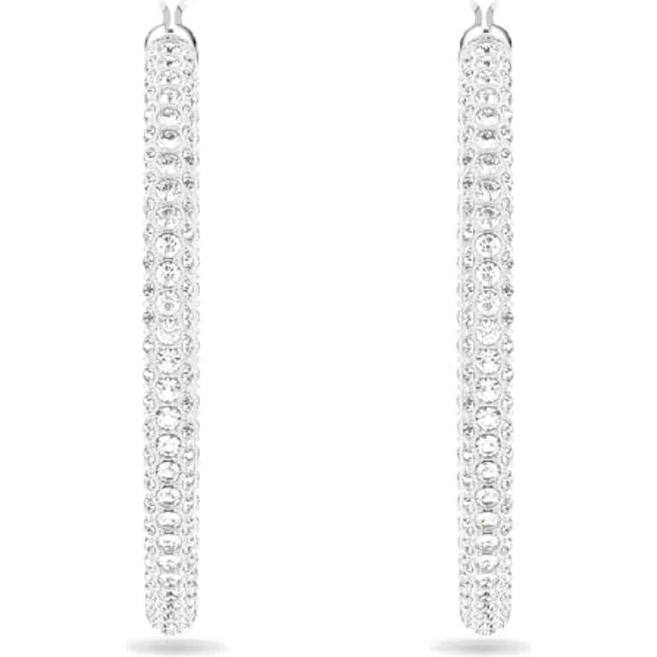 Swarovski Creolen Dextera Round 5389432, silberne Creolen mit Swarovski-Kristall-Besatz und 35 mm Durchmesser – Bild 2