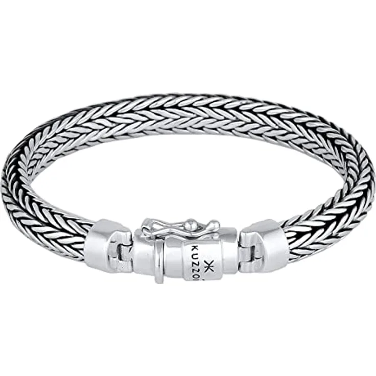 Kuzzoi Silberarmband Herrenarmband aus massivem 925er Sterling Silber, Breite 7 mm, Länge 23 cm, Buddha Design mit Kastenverschluss