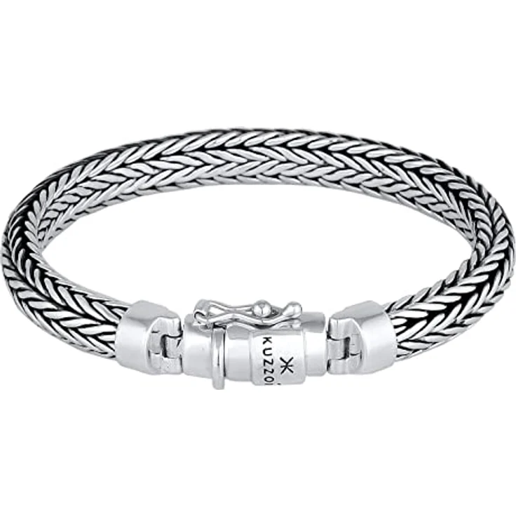 Kuzzoi Silberarmband Herrenarmband aus massivem 925er Sterling Silber, Breite 7 mm, Länge 23 cm, Buddha Design mit Kastenverschluss – Bild 1
