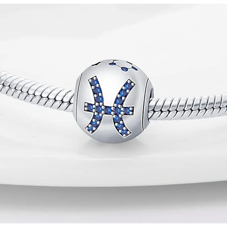 Pandach Damen Charm Anhänger Sternzeichen, 925 Sterling Silber mit Zirkonia, kompatibel mit Pandora Armbändern und Halsketten, 12 Sternbilder Charms für Frauen und Mädchen – Bild 2