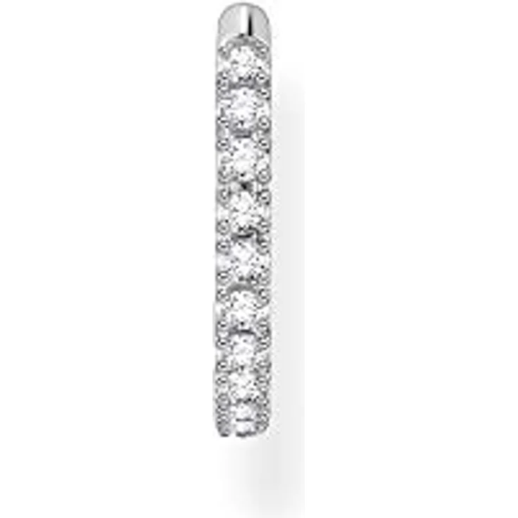 Thomas Sabo Einzel Creole, 925 Sterlingsilber mit weißen Steinen, Clipverschluss – Bild 2