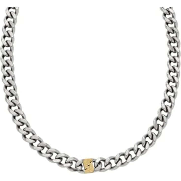 EMPORIO ARMANI Herren Edelstahl Halskette, Bicolor gebürstet, 45cm+7cm, Karabinerverschluss, EGS3187040 – Bild 2