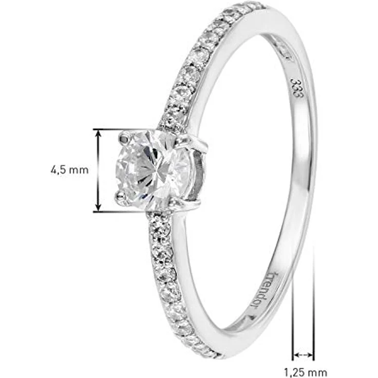 trendor Verlobungsring Weißgold 333 (8 Karat) Damenring mit 19 Zirkonias, Ringgröße 60/19,1, Brillantschliff Ø 4,5 mm – Bild 4