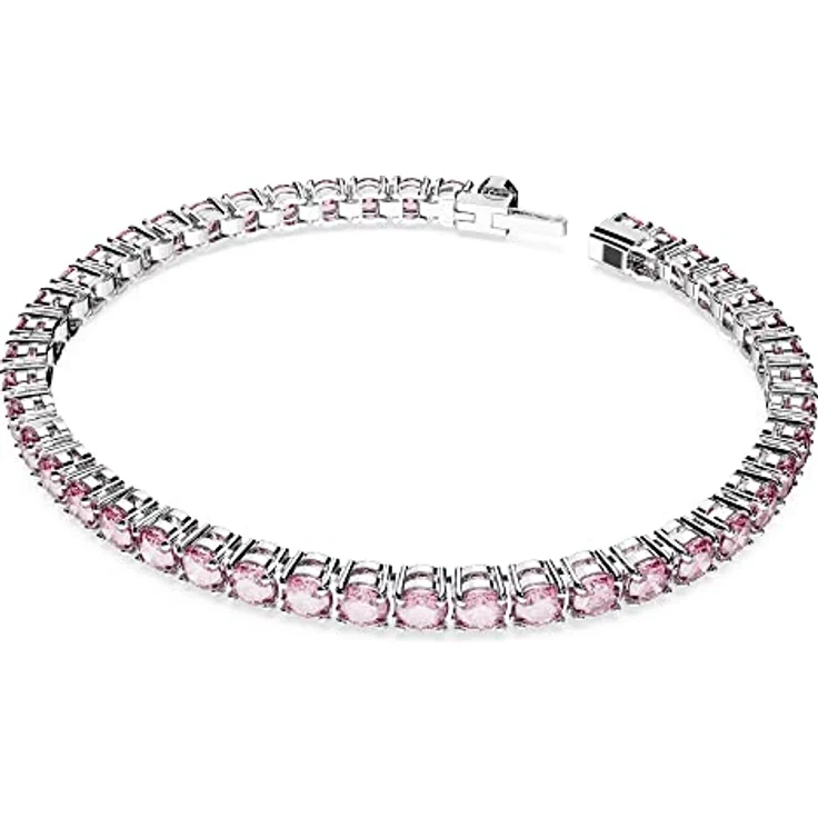 Swarovski Matrix Tennis, Rhodiniertes Damenarmband mit Violett-Rosafarbenen Swarovski Kristallen – Bild 2