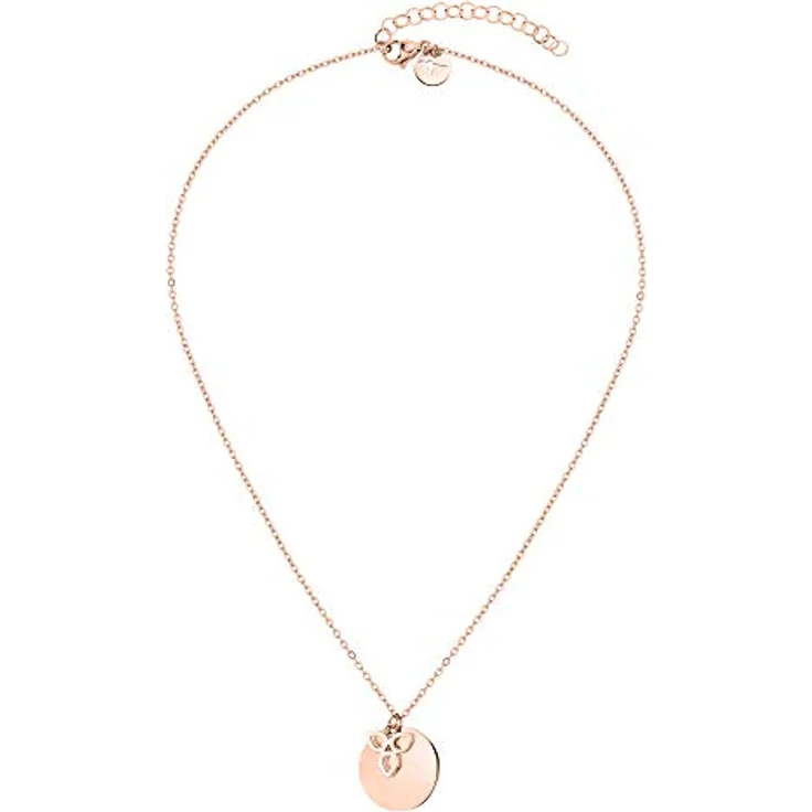 Tamaris TJ-0021-N-45, Damen-Halskette mit Plättchen- und Blütenanhänger, Edelstahl IP Roségold, 45 cm verlängerbar, Karabinerverschluss in Geschenkverpackung – Bild 3