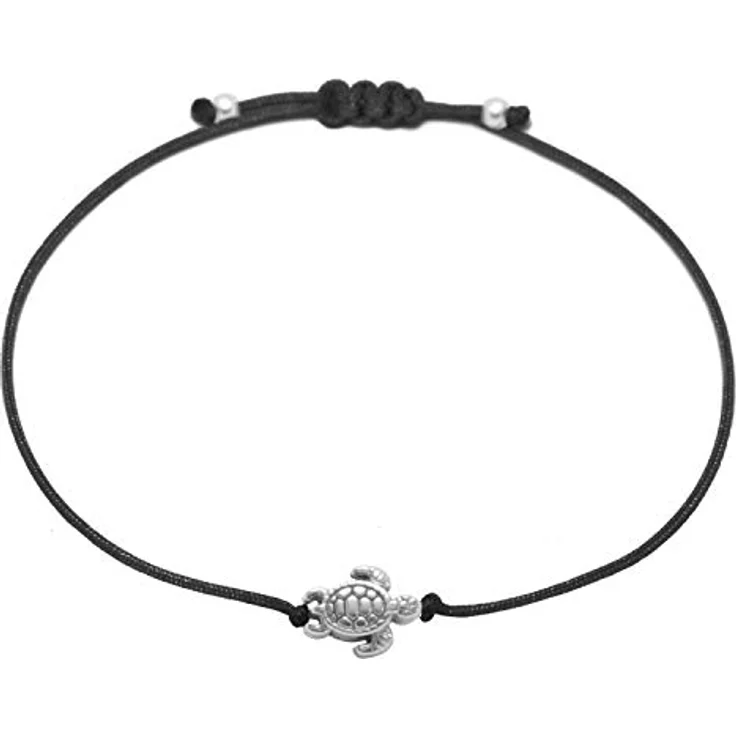 Selfmade Jewelry Damen-Armband Schildkröte Handgemachtes Makramee-Größenverstellbar in Silber, Inkl. Geschenk-Verpackung – Bild 1