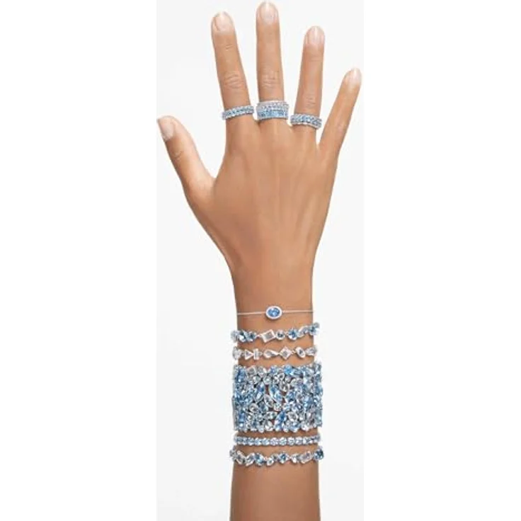 Swarovski Gema Armband, Blaues rhodiniertes Damenarmband mit Swarovski Kristallen und Boho-Stil Design – Bild 5