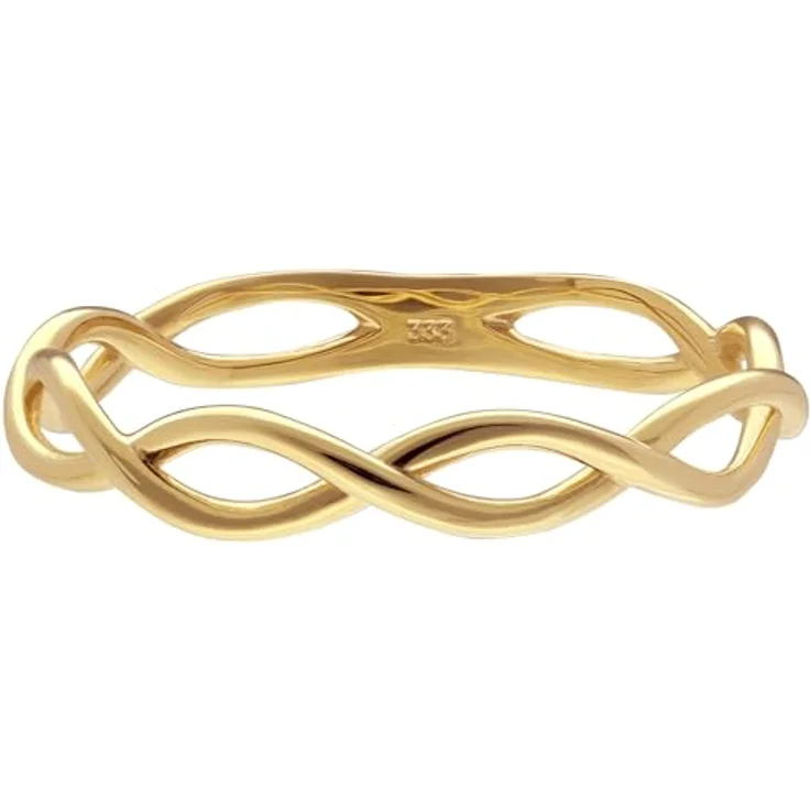 trendor Damenring Gold 333/8K, modischer Flechtring für Frauen mit elegantem Design, Ringgröße 58/18,5 – Bild 2